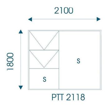 Aluminum window bronze  PTT2118 w2100 x h1800mm