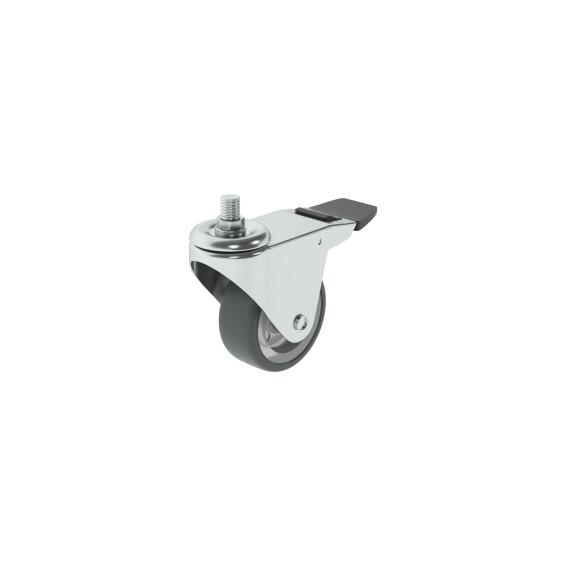 Caster Wheel with Thread and Plastic Brake Standers 50mm
