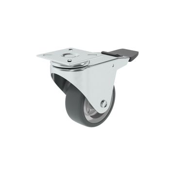 Caster Wheels with Plate and Plastic Brake Standers 75mm