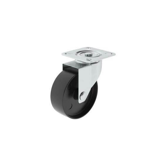 Caster Wheel with Plate Indoor Standers Black 75mm
