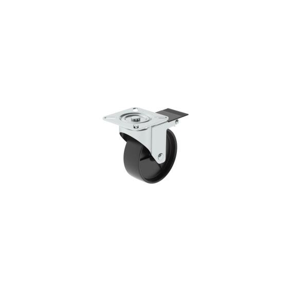 Caster Wheel and Brake with Plate Indoor Standers Black 50mm