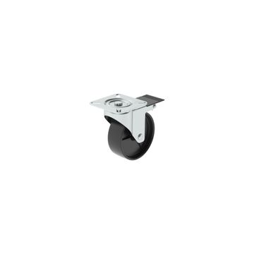 Caster Wheel and Brake with Plate Indoor Standers Black 50mm