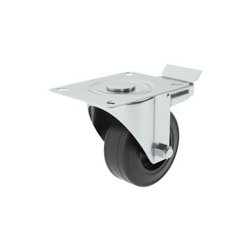 Caster Wheel with Plate and Steel Brake Indoor and Outdoor Standers Black 80mm