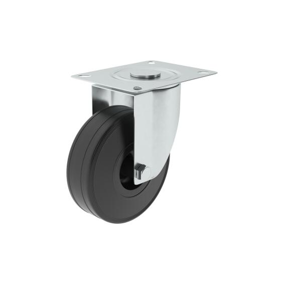 Caster Wheel with Plate Indoor and Outdoor Standers Black 100mm
