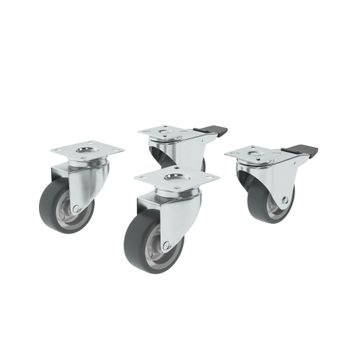 Caster Wheels with Plate and Brake Standers 50mm 4pc