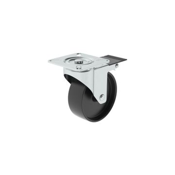 Caster Wheel and Brake with Plate Indoor Standers Black 75mm