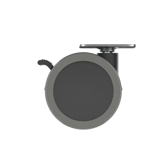 Caster Wheel with Plate and Plastic Brake Anti-slide Standers Dark Grey 50mm