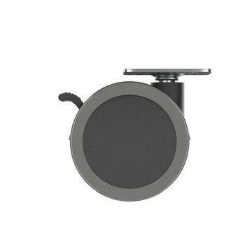 Caster Wheel with Plate and Plastic Brake Anti-slide Standers Dark Grey 50mm