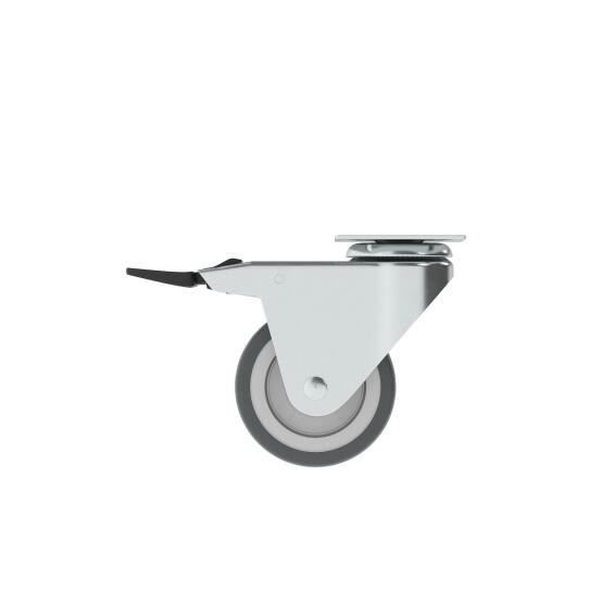 Caster Wheel with Plate and Plastic Brake Standers 100mm