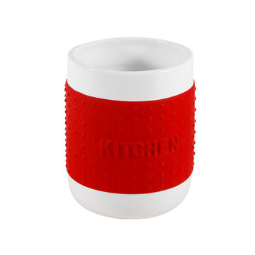 Kitchen Utensils Holder Ceramic Red D16Xh16Cm