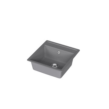 Delinia Onega Single Bowel Quartz and Resin Kitchen Sink Grey L49Cm X W51Cm