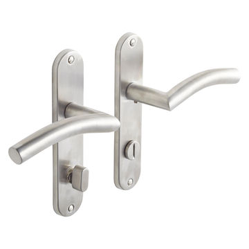Door handles on plate thumbturn satin nickel finish margaud 165mm inspire