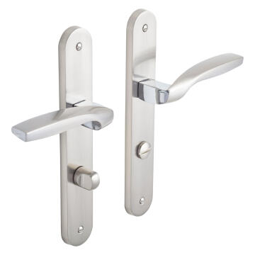 Door handles thumbturn entry INSPIRE Claire satin nickel only to be installed in new doors with bathroom/toilet lock body sold separately  