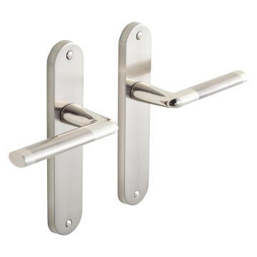 Door handles on plate keyless satin nickel finish sophie 165mm inspire