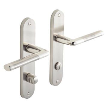 Door handles on plate thumbturn satin nickel finish sophie 165mm inspire