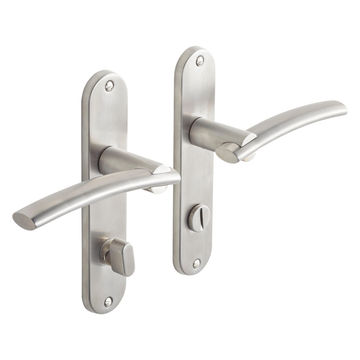 Door handles on plate thumbturn satin nickel finish marion 165mm inspire