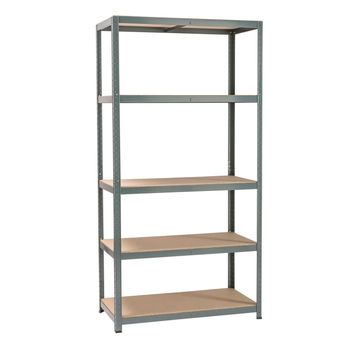 Spaceo wood & metal shelving 5 tiers w100xd50xh196cm