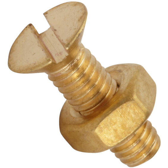 Bolt and nut countersunk head solid brass 3.0x10mm 30pc standers