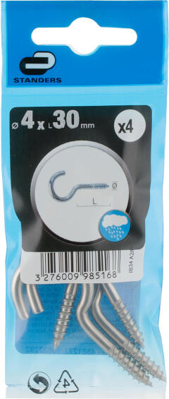 Cup hook square stainless steel M4x30mm standers