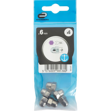 Dome nuts stainless steel 6mm 6pc standers
