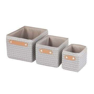Sensea Paille Set of 3 Storage baskets Granit-Grey
