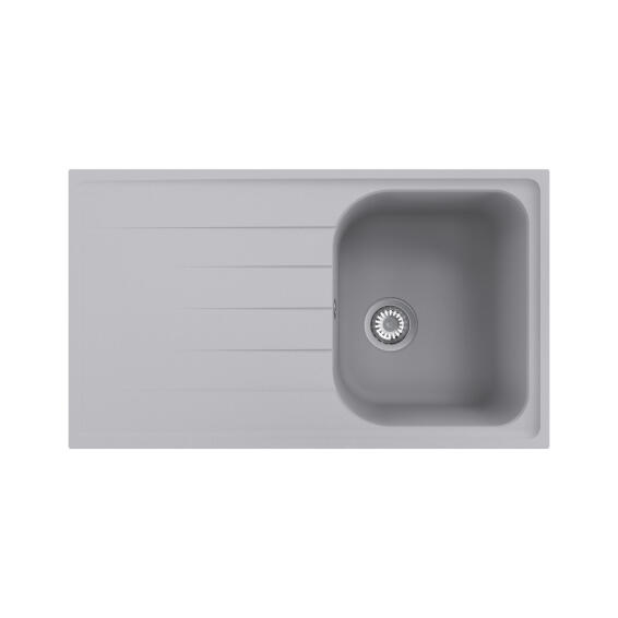 Delinia Kitchen Sink Elbe Single Bowl Single Drainer Quartz / Resin Composite Grey L86Cm X W50Cm