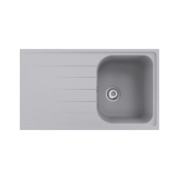 Delinia Kitchen Sink Elbe Single Bowl Single Drainer Quartz / Resin Composite Grey L86Cm X W50Cm