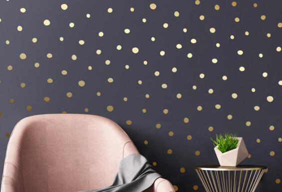 VINYL IMPERFECT DOTS GLD 34CM X 100CM