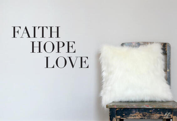 VINYL FAITH HOPE LOVE 34CM X 38CM