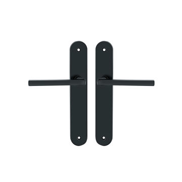 Door handles on plate keyless matt black finish lee 195mm inspire