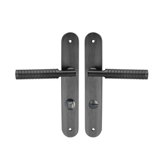 Door handles on plate thumbturn matt grey finish eden 195mm inspire