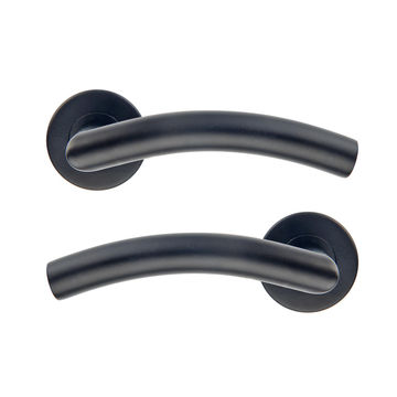 Door handles on round rose matte black finish margaud inspire