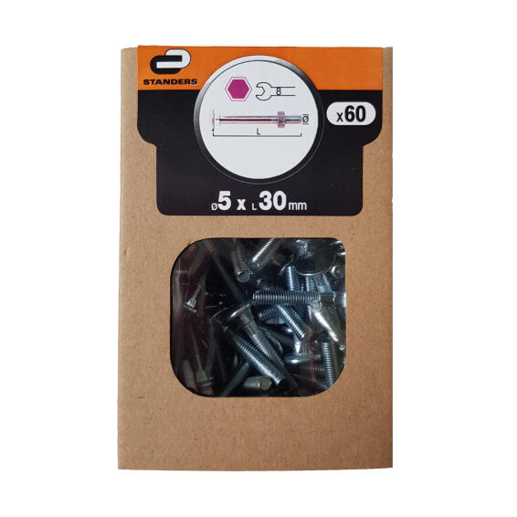 Cup square bolt zinc plated M5x30mm 60pc standers