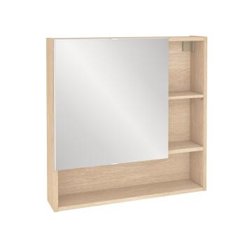 Sensea Easy Bathroom Mirror Cabinet Wall Hung Oak With 1 Door W70cmxD16.3cmxH70cm