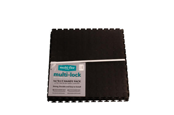 PVC Flooring Black Multi-Lock L50cm x W50cm (1m2/pack)