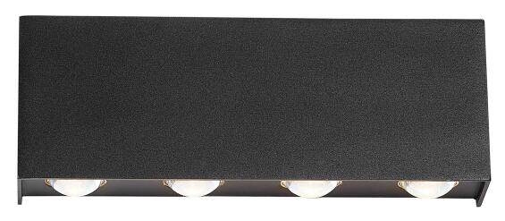 WALL LIGHT  LED RECTANGULAR BLACK UP AND DOWN FACING  8 x 1W LED ( Included ) WARM WHITE BRIGHTSTAR