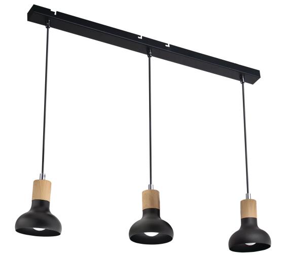 pendant light metal wood black 3lt
