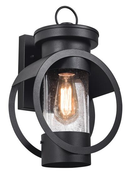 Brightstar Glass Outdoor Wall Lantern Light Black