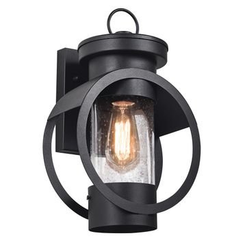 Brightstar Glass Outdoor Wall Lantern Light Black
