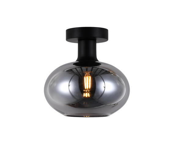 ceiling light orb  E27 small glass smoke black