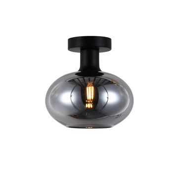 ceiling light orb  E27 small glass smoke black