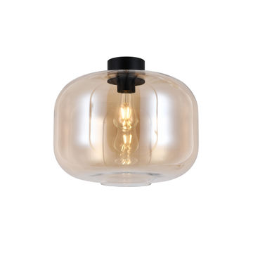 ceiling light keg  E27 glass amber black