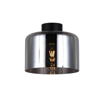 ceiling light drum  E27 glass smoke black