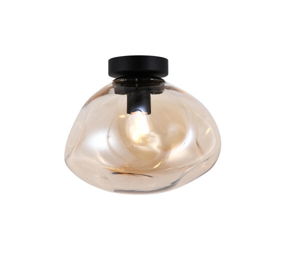 ceiling light molten  E27 large glass amber black