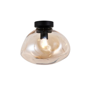 ceiling light molten  E27 large glass amber black