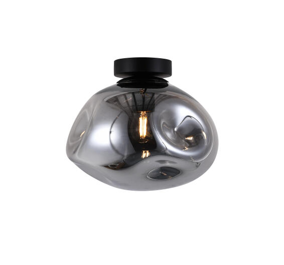 ceiling light molten  E27 large glass smoke black