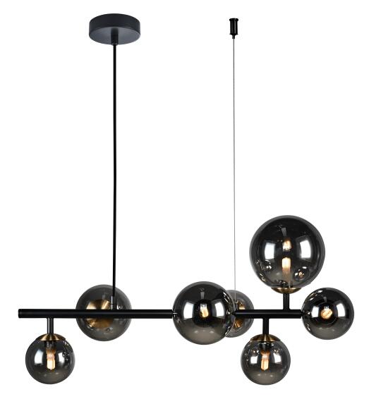 light horizontal bubble glass pendant smoky