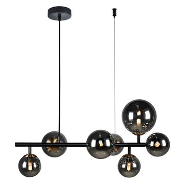 light horizontal bubble glass pendant smoky