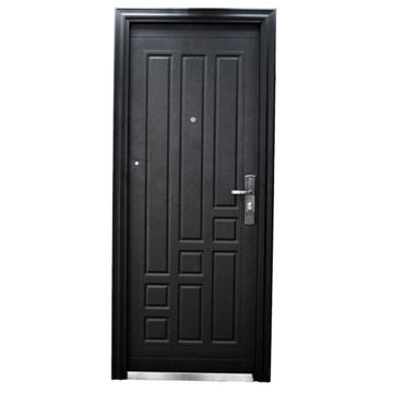 Entry Door High Security Steel with Frame (prehung) Black Right Hand-w860xh2050mm