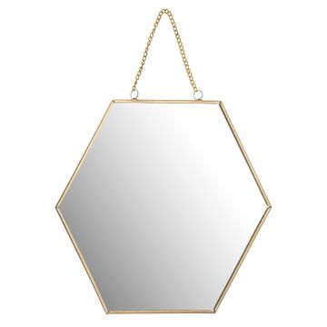 Metal frame with chain mirror gold 22x25cm